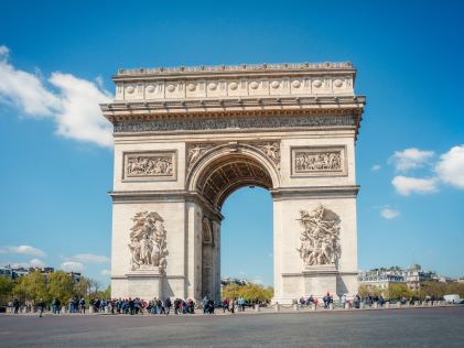 The Arc de Triomphe on a sunny day in Paris