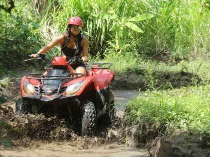 A Hilton Grand Vacations Member on an ATV while on vacation to Bali, Indonesia