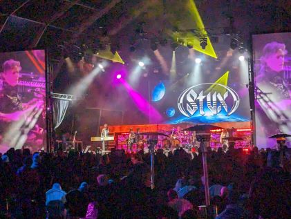 Styx performing at an evening concert at the 2024 Hilton Grand Vacations Tournament of Champions