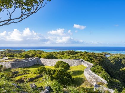 UNESCO World Heritage site, Nakijin Castle Ruins in Okinawa, Japan