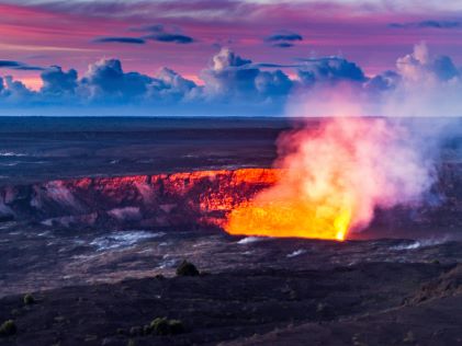 Burst of lava from a volanco on the Big Island of Hawaii