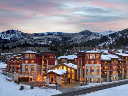 Sunrise Lodge, a Hilton Grand Vacations Club in Park City, Utah, in the winter