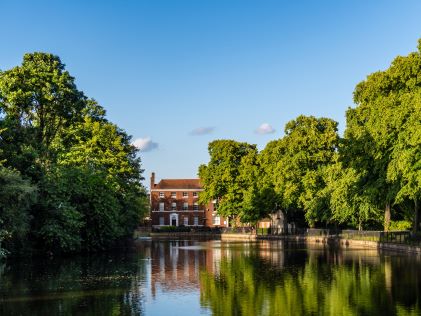 Tranquil pond in Lichfield, England