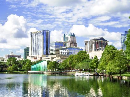 View of Orlando from Lake Eola in Florida