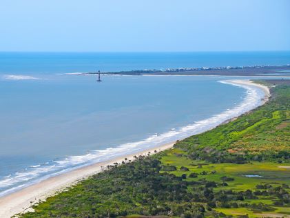 Aerial view of Folly Beach near Charleston, South Carolina