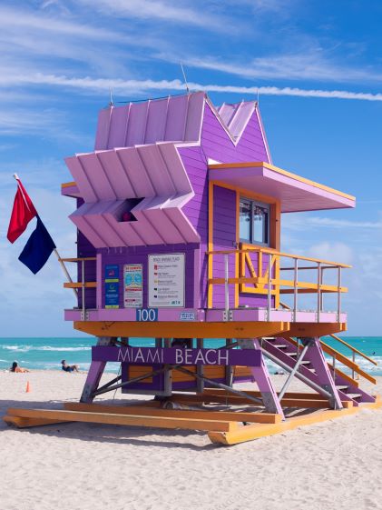 Colorful lifeguard structure on Miami Beach